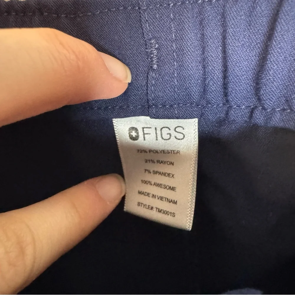 Figs Cairo Cargo Scrub Straight Leg Pants Drawstring Navy Blue Size Medium Short